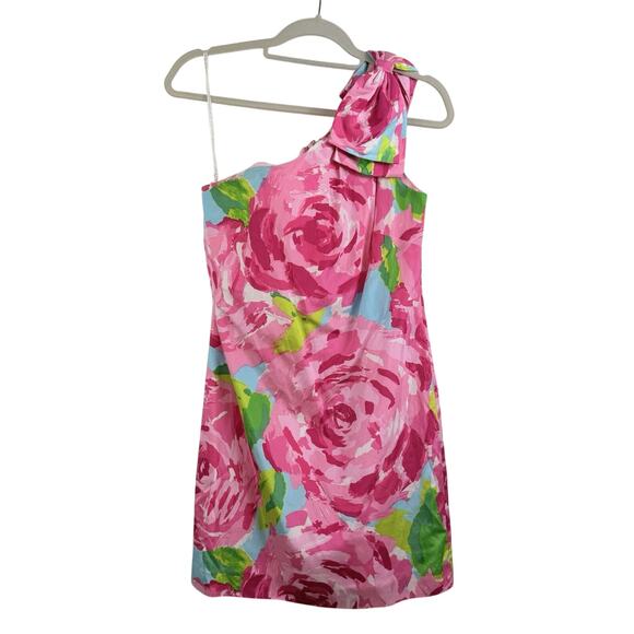 Rare Lilly Pulitzer Hotty Pink First Impression Chloe One Shoulder Dress Size 2 - Picture 2 of 15